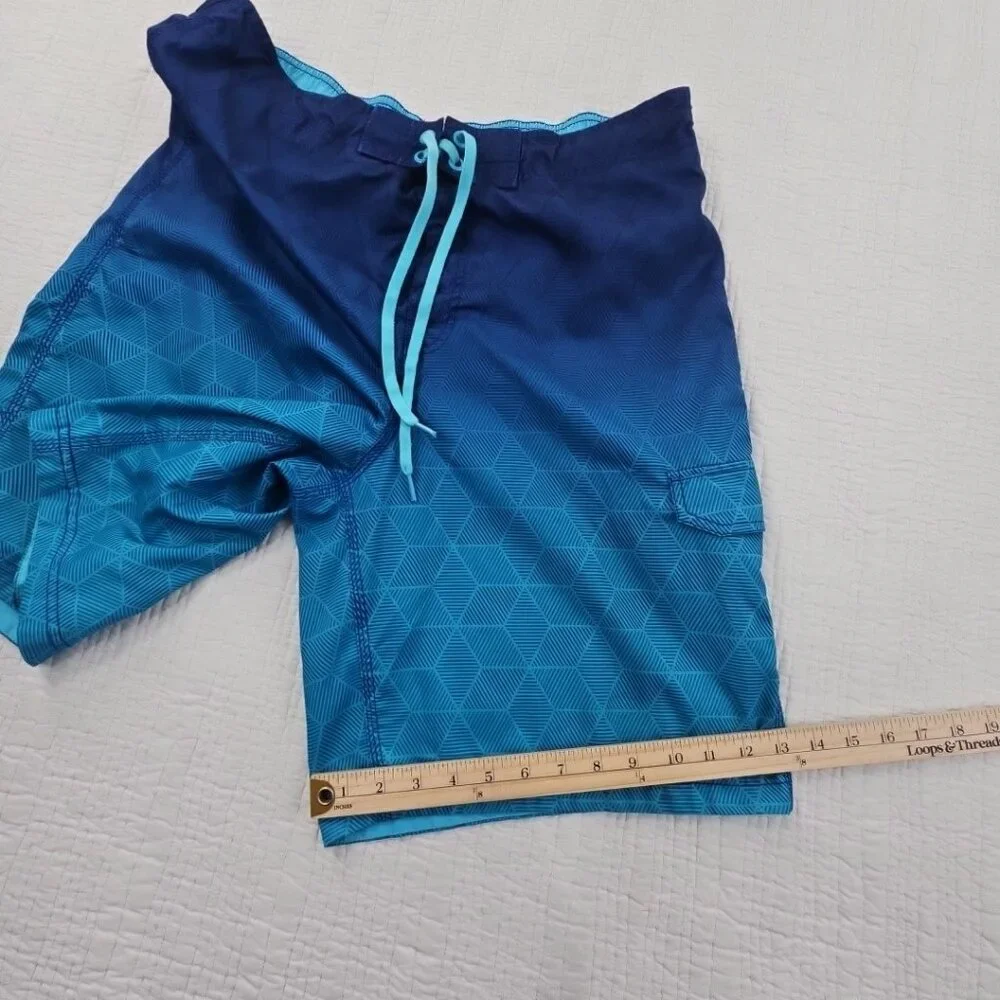 Speedo Lined Board Shorts Men's XL Blue Ombre‎ 1 Pocket Drawstring 10